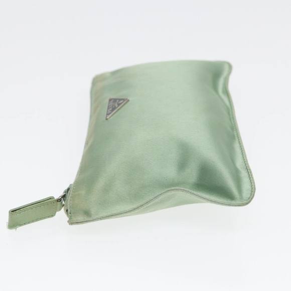 PRADA Pouch Satin Green Silver Auth 86519 - Picture 4 of 16